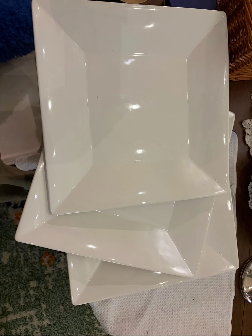 White Square Ceramic Dinner Plate - Classic Plain Design—Mesa International